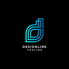 Line letter D logotype.  Abstract and creative logo design template vector 