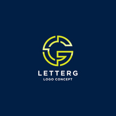 Line letter G logotype. Abstract line circle letter  logo template