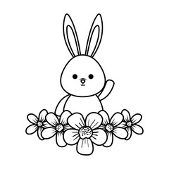 cute rabbit with flowers character