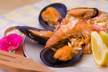 Tasty seafood dish – Paella a la marinera