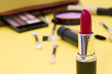 set of makeup cosmetics and toiletries