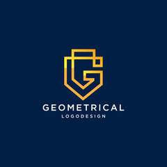 Obraz premium Luxury linear geometric monogram letter G logo