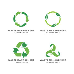 Recycled eco vector icon set. Recycle arrows ecology symbol on white background