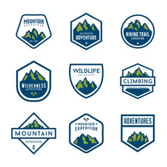 Obraz premium Set of mountain, outdoor, adventure, and expedition vintage logo and badges. 