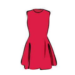 vector isolated, multi-colored sketch of fashion clothes, dress