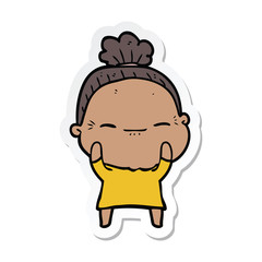 sticker of a cartoon peaceful old woman