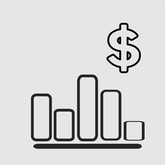 Bar chart icon in halftone style. Black and white monochrome vector illustration.