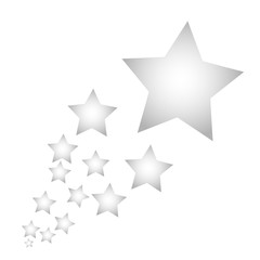 Obraz premium Many Stylish, Modern and Nice Looking Grey Stars of Different Size and Opacity on White Background