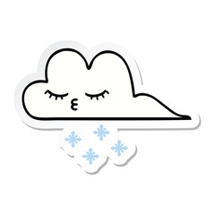 sticker of a cute cartoon snow cloud