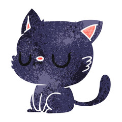 retro cartoon of cute kawaii cat