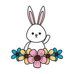 cute rabbit with flowers character