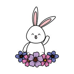 cute rabbit with flowers character