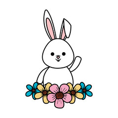 cute rabbit with flowers character