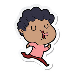 sticker of a cartoon man singing