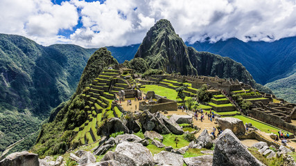 Machu Picchu ruins on the top of the hill