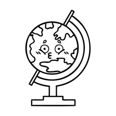 line drawing cartoon globe of the world