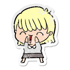 distressed sticker of a cartoon woman