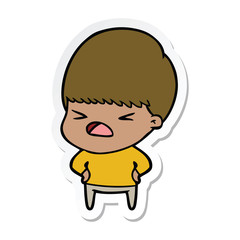 sticker of a cartoon stressed man