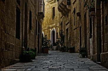 Fototapeta na wymiar Historical Road in Birgu, Malta