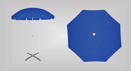 Blue sun umbrella. vector illustration