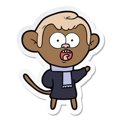 sticker of a cartoon shocked monkey