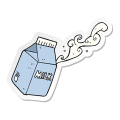sticker of a cartoon milk carton