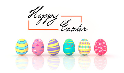 Easter eggs with text on white background 3D Image render