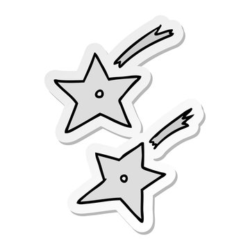 sticker cartoon doodle of ninja throwing stars