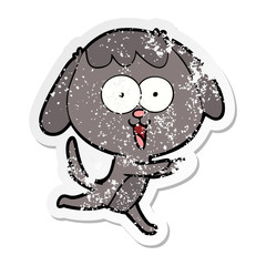 distressed sticker of a cute cartoon dog