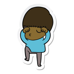 sticker of a cartoon calm boy