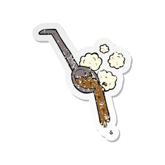 retro distressed sticker of a cartoon pouring gravy