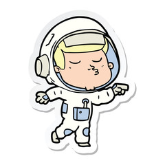 sticker of a cartoon confident astronaut