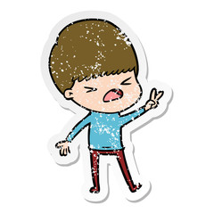 distressed sticker of a cartoon stressed man