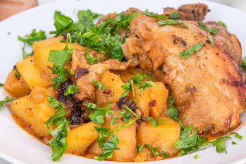 Rustic potato stew with chicken - a traditional rural French and Italian dish
