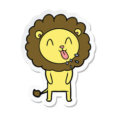 sticker of a happy cartoon lion
