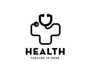 Stethoscope medical cross logo design inspiration