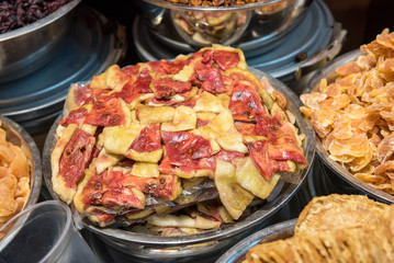 Dried fruits in the oriental market