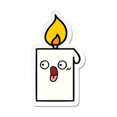 sticker of a cute cartoon lit candle