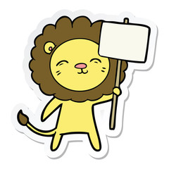 sticker of a cartoon lion with protest sign