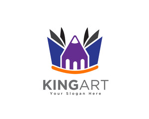 crown king pen draw author logo design inspiration