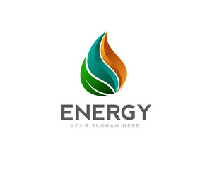 Energy leaf oil drop logo design inspiration