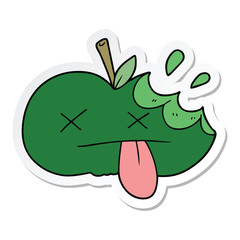 sticker of a cartoon bitten apple