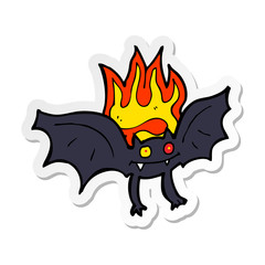 sticker of a cartoon vampire bat