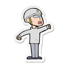 sticker of a cartoon security guy