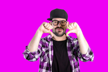 Person making loser sign