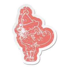 happy bearded man wearing santa hat