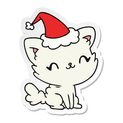 christmas sticker cartoon of kawaii cat