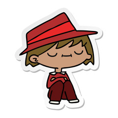 sticker cartoon of a cute kawaii person