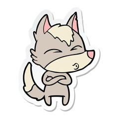 Obraz premium sticker of a cartoon wolf whistling