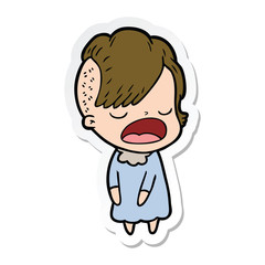 Obraz premium sticker of a cartoon cool hipster girl talking